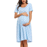 Robe de Grossesse Manches Courtes à Pois