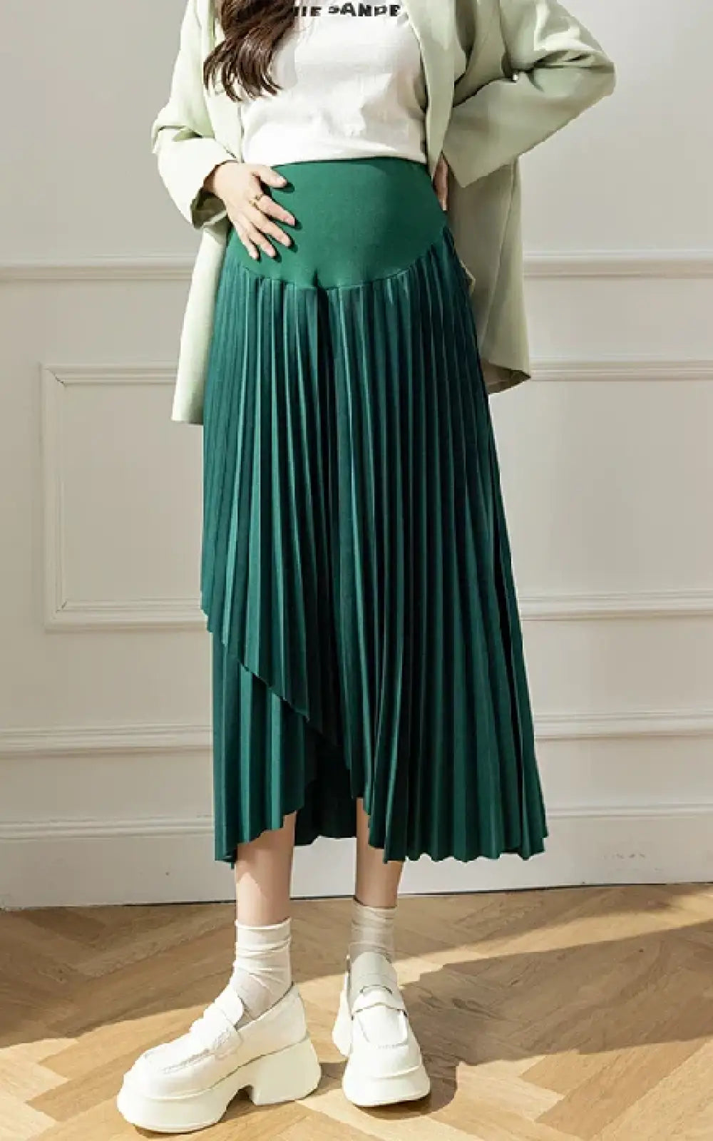 Jupe évasée Plissée Gris Clair Femme