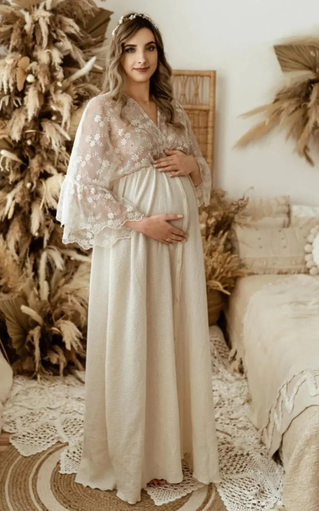 Robe de Grossesse Longue Cérémonie Style Bohème – Mameline