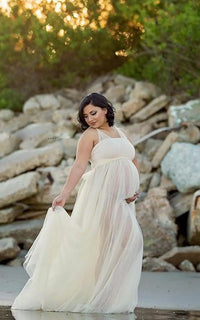 Robe Shooting Grossesse Longue en Tulle