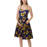 Robe de Grossesse à Bretelle Imprimé Tournesol