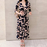 Robe de Grossesse Col V Fleur Rose