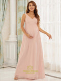 Robe Longue Cérémonie Grossesse en Mousseline