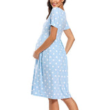 Robe de Grossesse Manches Courtes à Pois