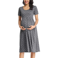 Robe de Grossesse Manches Courtes à Pois