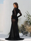 Robe Shooting Grossesse Noir Transparente