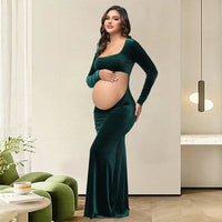 Robe Shooting Grossesse Verte en Velours
