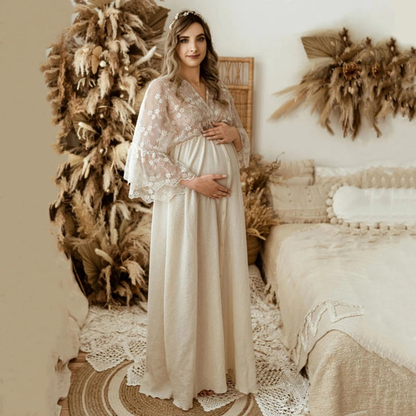 Robe de Grossesse Longue Cérémonie Style Bohème