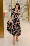 Robe de Grossesse Col V Fleur Rose