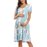 Robe de Grossesse Manches Courtes à Pois