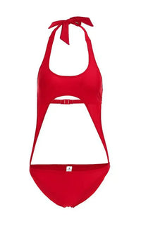 Maillot de Bain 1 Piece Grossesse Rouge Dos Nu