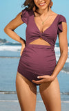 Maillot de Bain Grossesse 1 Pièce Culotte Montante