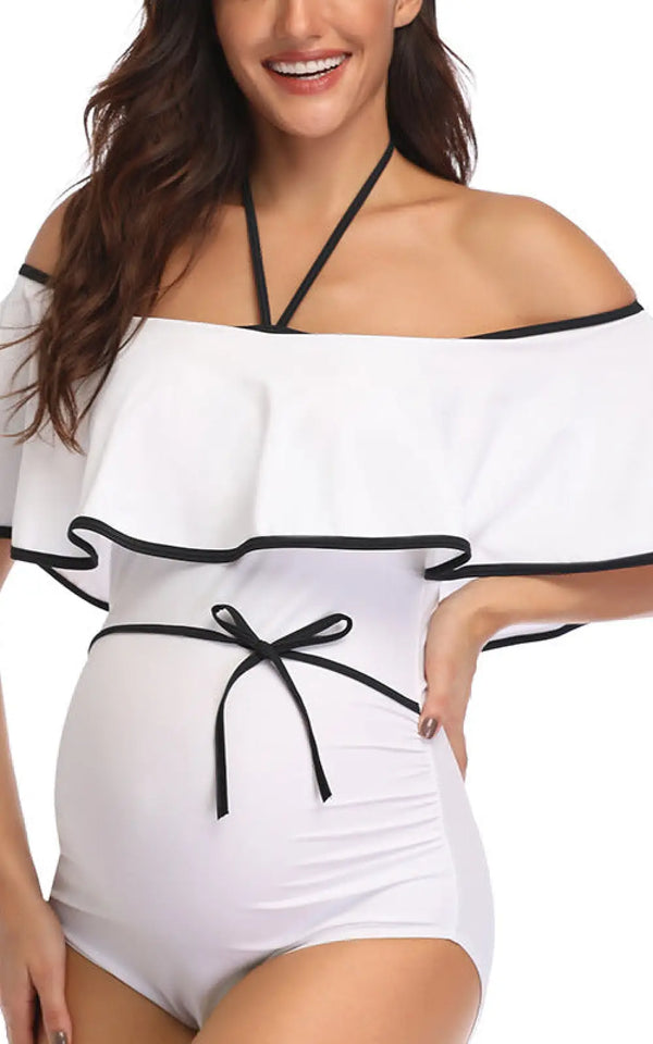 Maillot de Bain de Grossesse Blanc Chic