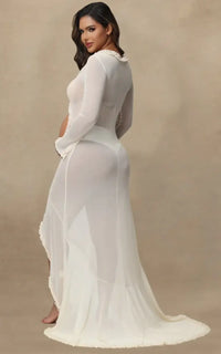 Robe Blanche Shooting Grossesse Transparente