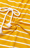 Robe D’Allaitement Rayée Jaune à Manches Courtes