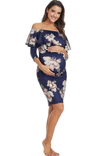 Robe de Grossesse Bleu Foral