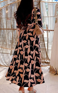 Robe de Grossesse Col V Fleur Rose