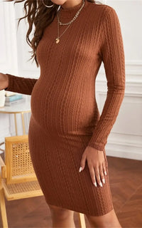 Robe Grossesse Habillée Manche Longue Marron