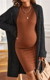 Robe Grossesse Habillée Manche Longue Marron