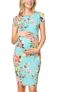 Robe Grossesse Imprimé Floral Manches Courtes
