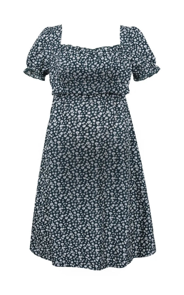 Robe Grossesse Manches Courtes Bouffantes