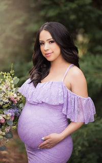 Robe Grossesse Shooting Violette en Dentelle