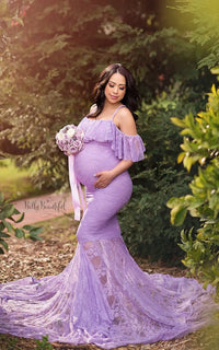 Robe Grossesse Shooting Violette en Dentelle
