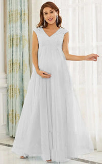 Robe Longue Cérémonie Grossesse en Mousseline