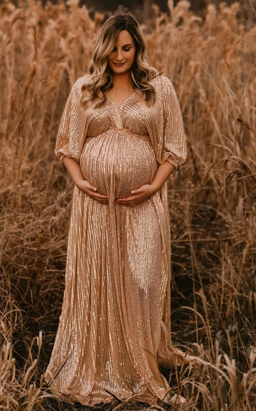 Allaitement Robe Grossesse H Et M FARAH Short-sleeved Dress Shimmering Gold  ROSE MATERNIT