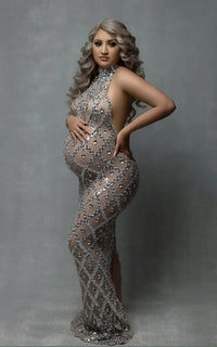 Robe Shooting Grossesse Cristaux Sans Manches