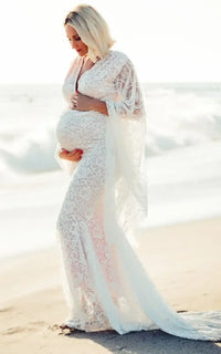 Robe grossesse dentelle blanche sale