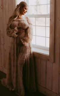 Robe Shooting Grossesse en Mousseline Plissée