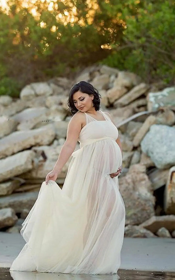 Robe Shooting Grossesse Longue en Tulle