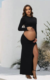 Robe Shooting Grossesse Noire Manches Longues