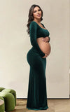 Robe Shooting Grossesse Verte en Velours