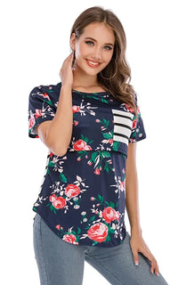 T Shirt Allaitement Floral Rayé